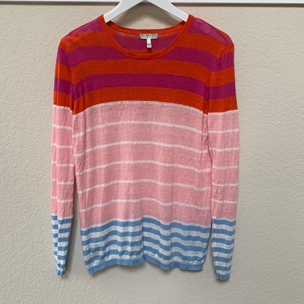 Joie Striped Linen Crewneck Sweater